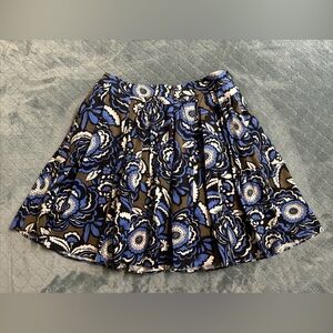 Express Full Pleated Cotton Skirt Size 4 Lined Side Pockets Floral Pattern